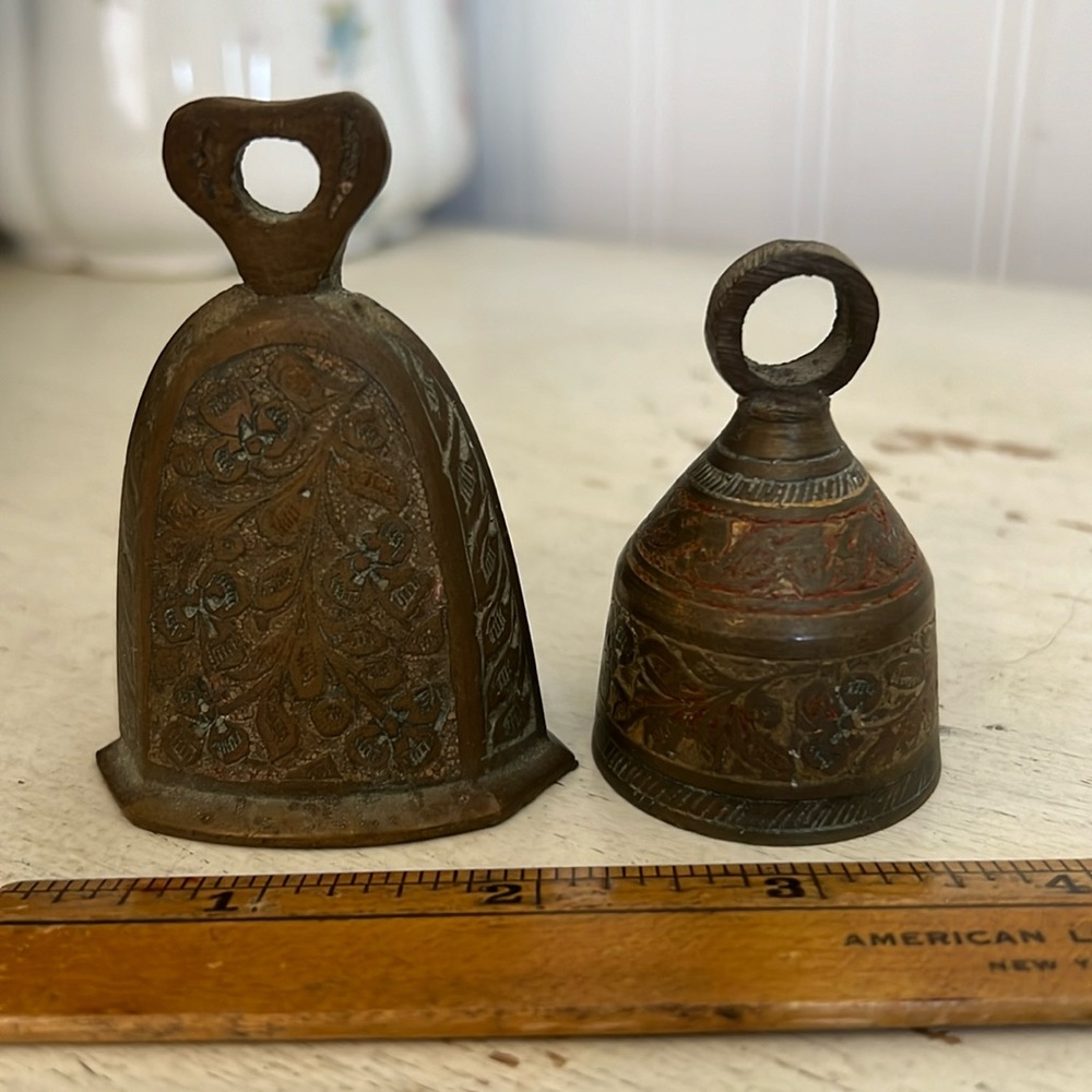 2 Antique brass bells